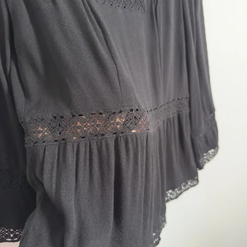 J. Crew Lace Blouse Size 6 Romantic Boho Crochet Top Flutter Sleeve